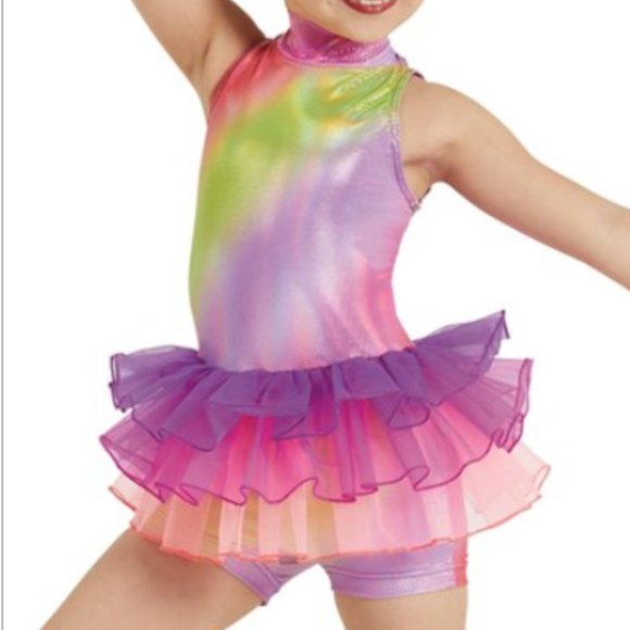Weissman Ombre Foil Strappy Biketard size SC Small